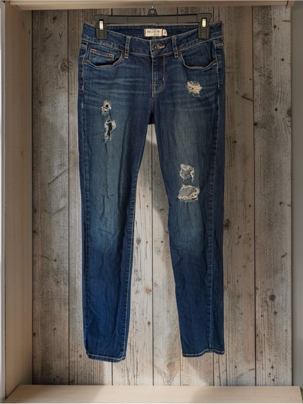 Bullhead Medium Blue Distressed Skinny Jeans